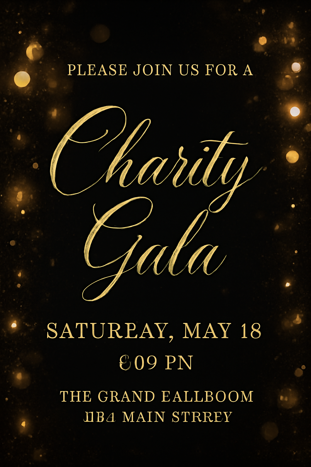 Elegant poster for a charity gala fundraiser.